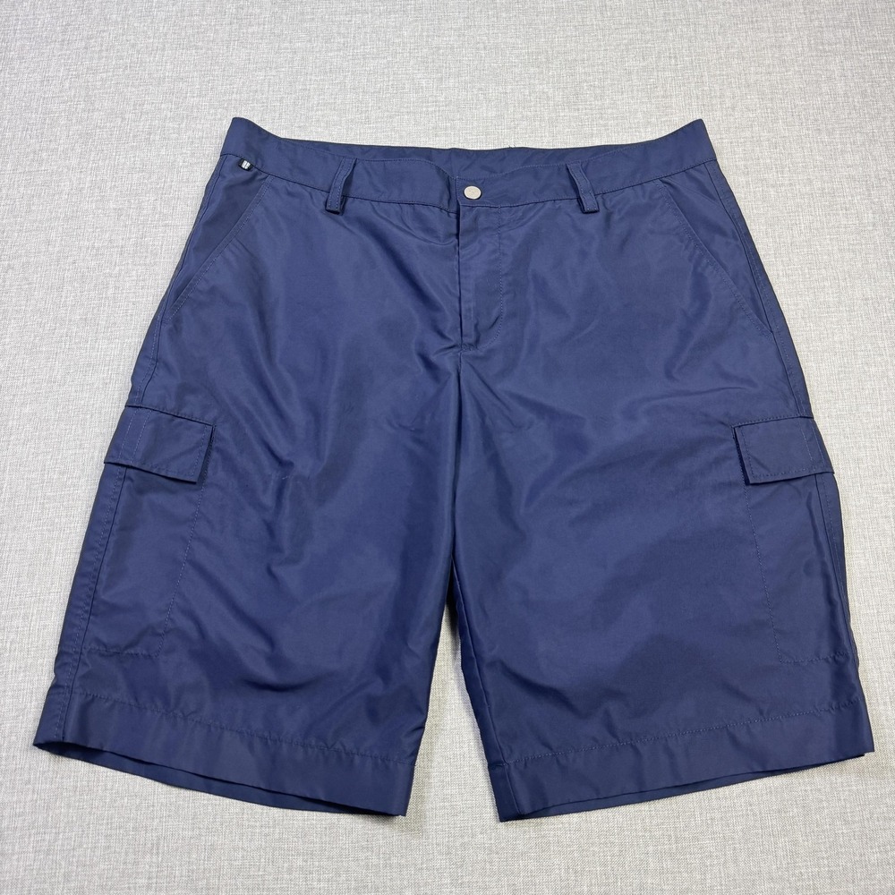 J. Lindeberg Golf Cargo Shorts Mens 34 Blue Polyester Performance 12" Inseam